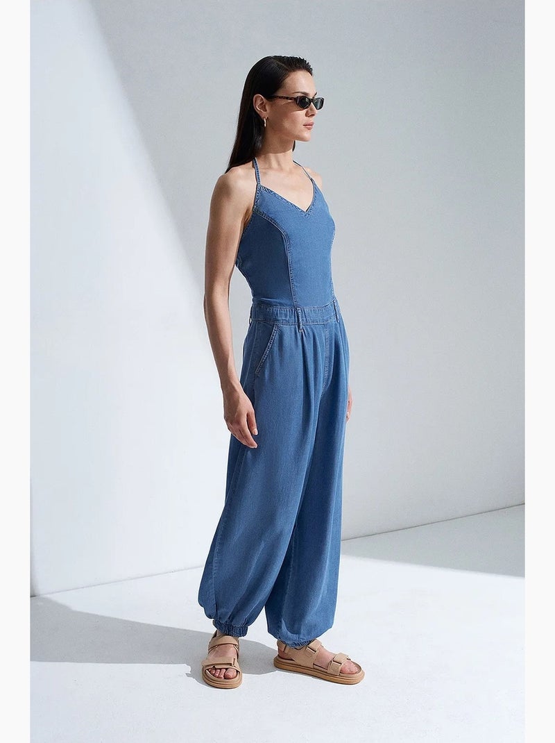 Mono halter de pernera ancha dilvin Azul zafiro - Kiabi