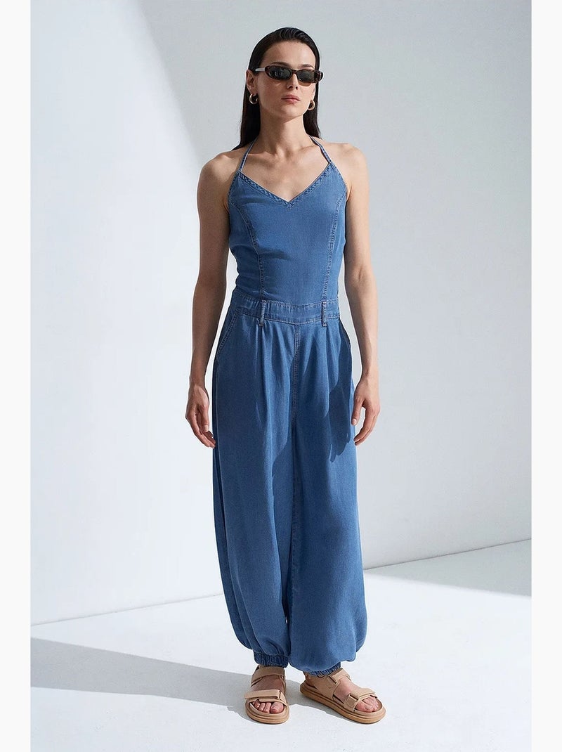 Mono halter de pernera ancha dilvin Azul zafiro - Kiabi