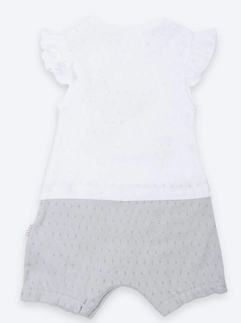 Mono jacquard de algodón orgánico | Kitikate Blanco Gris - Kiabi