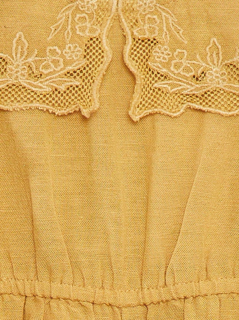 Mono largo con cuello de fantasía y cinturón BEIGE - Kiabi