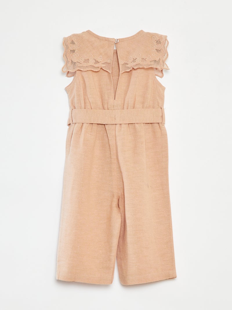 Mono largo con cuello de fantasía y cinturón ROSA - Kiabi