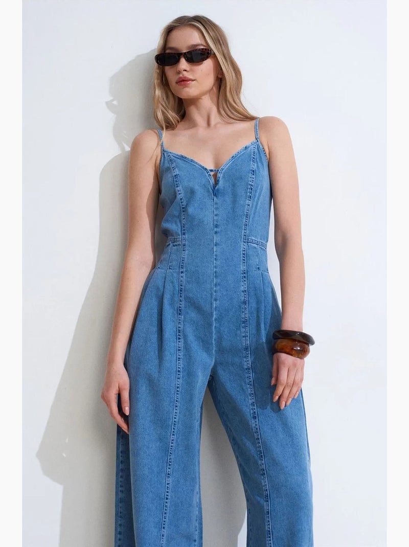 Mono largo de denim dilvin Azul zafiro - Kiabi