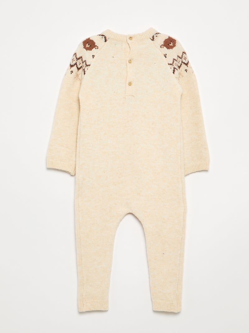 Mono largo de Navidad de punto jacquard Beige - Kiabi