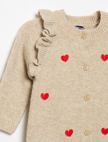 Mono largo de punto con corazones