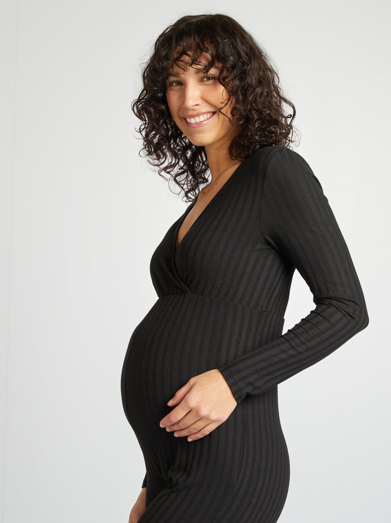 Mono largo de punto de canalé 'Only Maternity' NEGRO - Kiabi