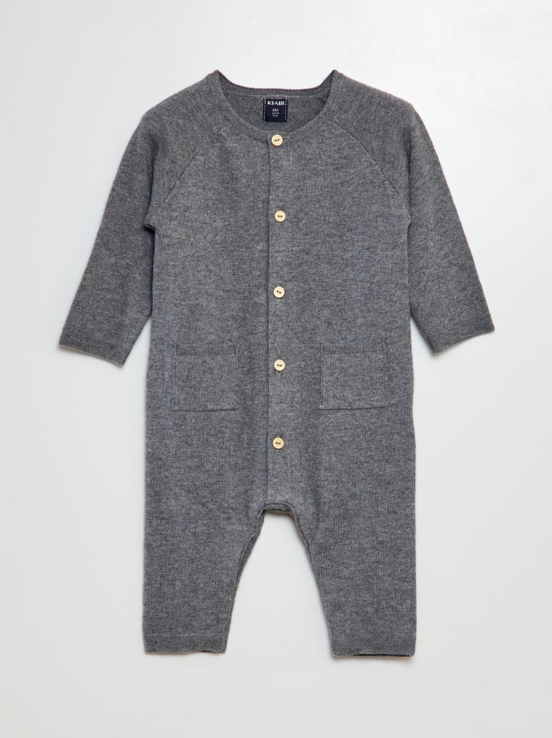 Mono largo de punto tricotado con botones GRIS - Kiabi