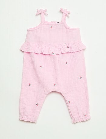 Mono largo de tirantes de popelín de algodón