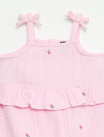 Mono largo de tirantes de popelín de algodón