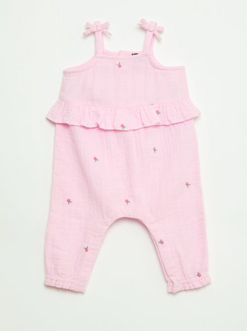 Mono largo de tirantes de popelín de algodón - Kiabi