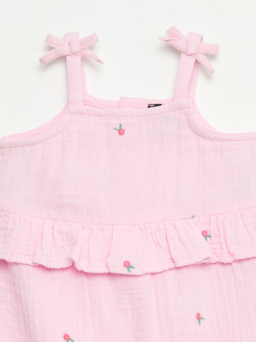 Mono largo de tirantes de popelín de algodón - Kiabi