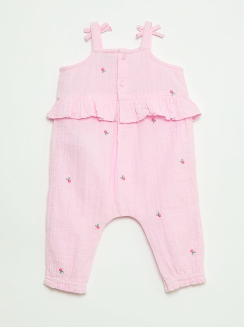 Mono largo de tirantes de popelín de algodón - Kiabi