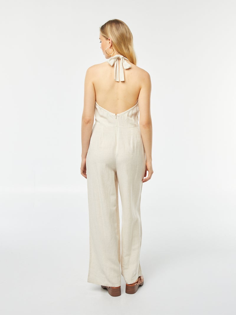 Mono largo sin mangas con cintas anudables BEIGE - Kiabi