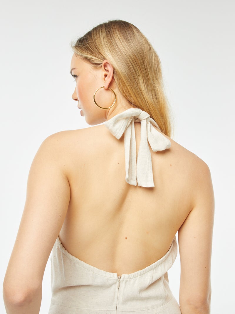 Mono largo sin mangas con cintas anudables BEIGE - Kiabi