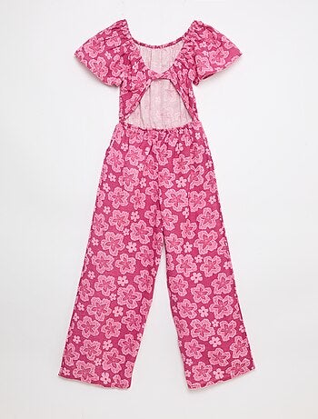 Mono pantalón ancho de manga corta