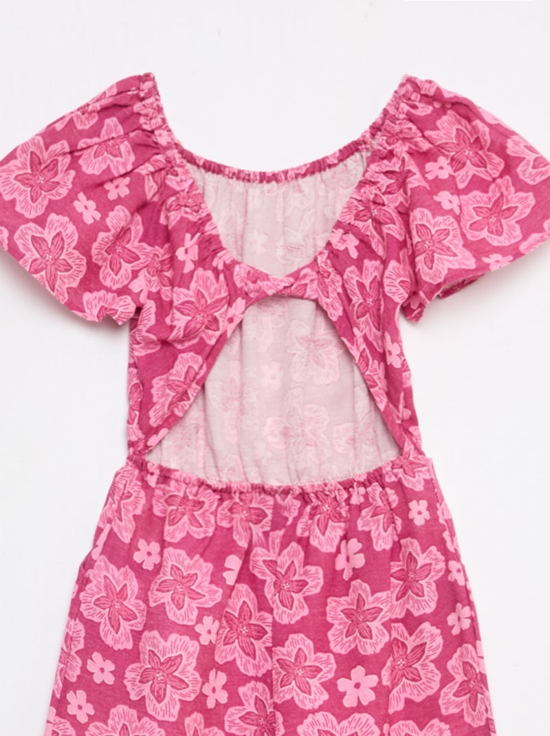 Mono pantalón ancho de manga corta Rosa - Kiabi