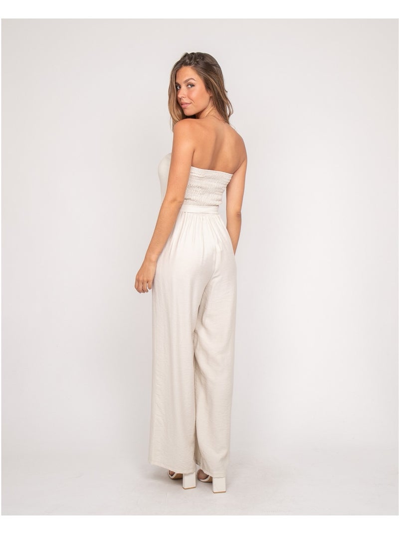Mono pantalón bustier EVILIA Beige - Kiabi