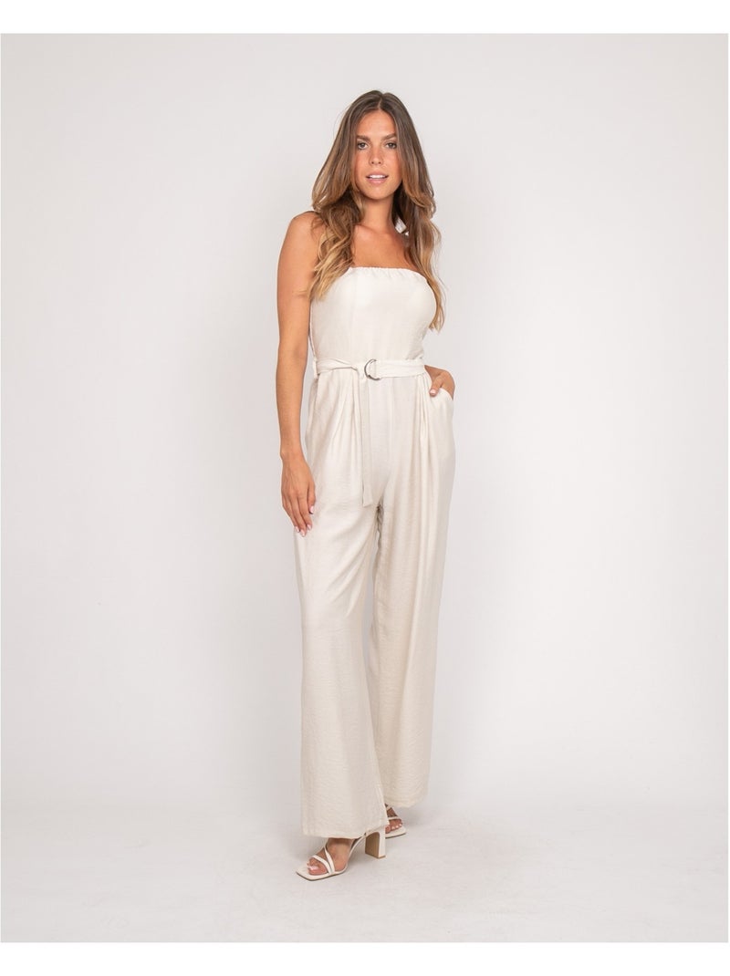 Mono pantalón bustier EVILIA Beige - Kiabi