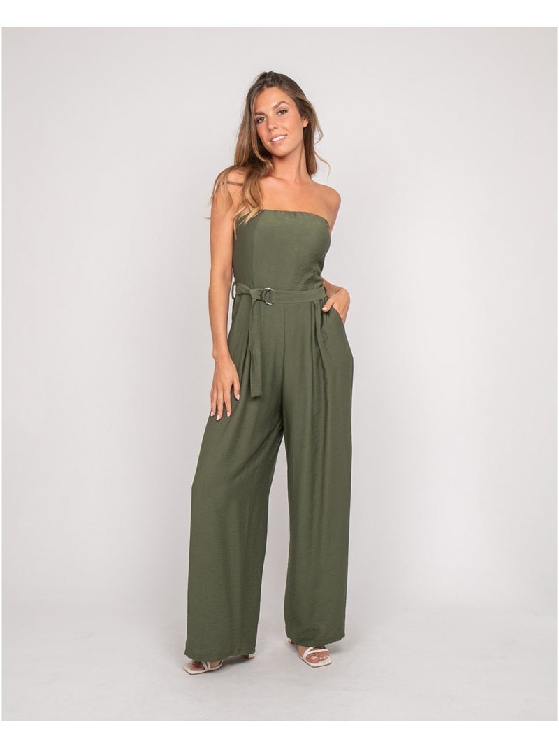 Mono pantalón bustier EVILIA Caqui - Kiabi