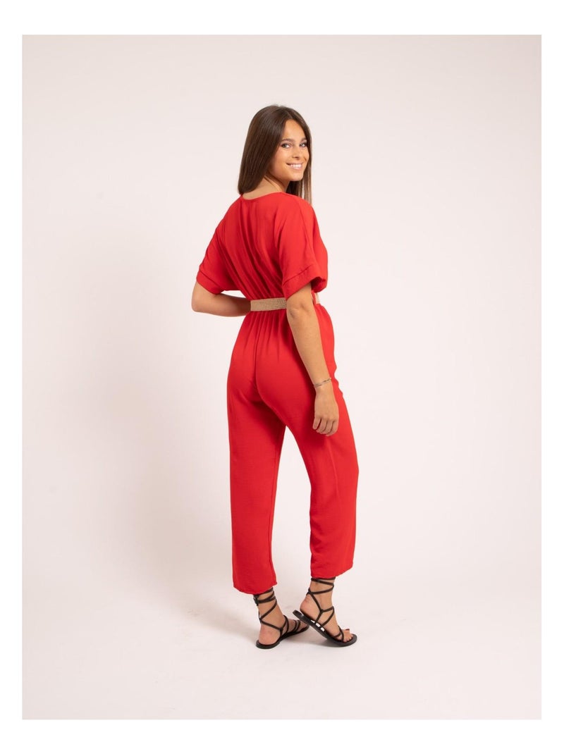 Mono pantalón con cinturón ELRIDA Rojo - Kiabi
