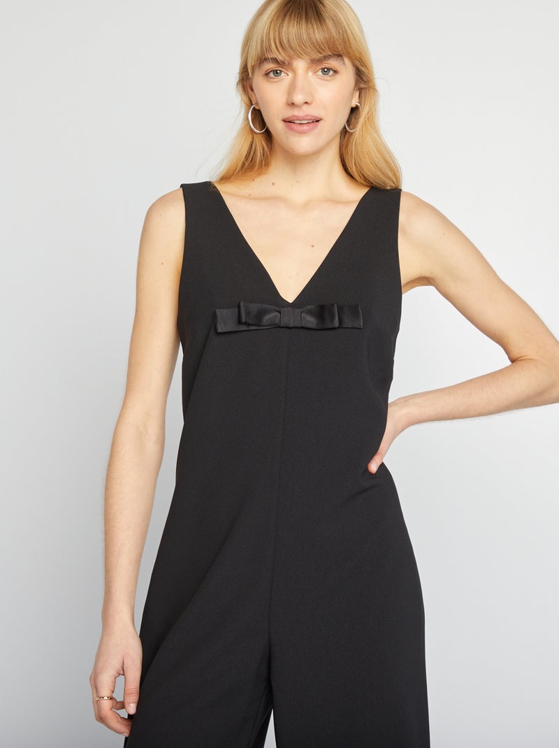 Mono pantalón con lazo de fantasía negro - Kiabi