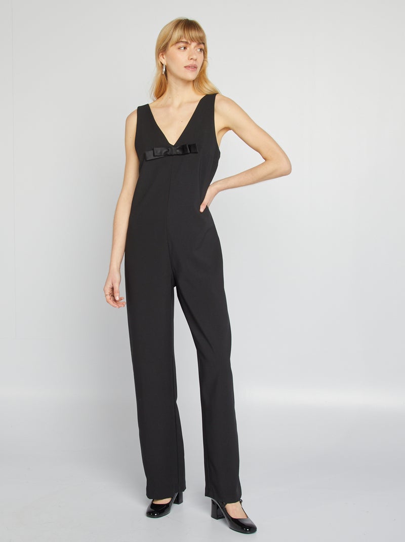 Mono pantalón con lazo de fantasía negro - Kiabi