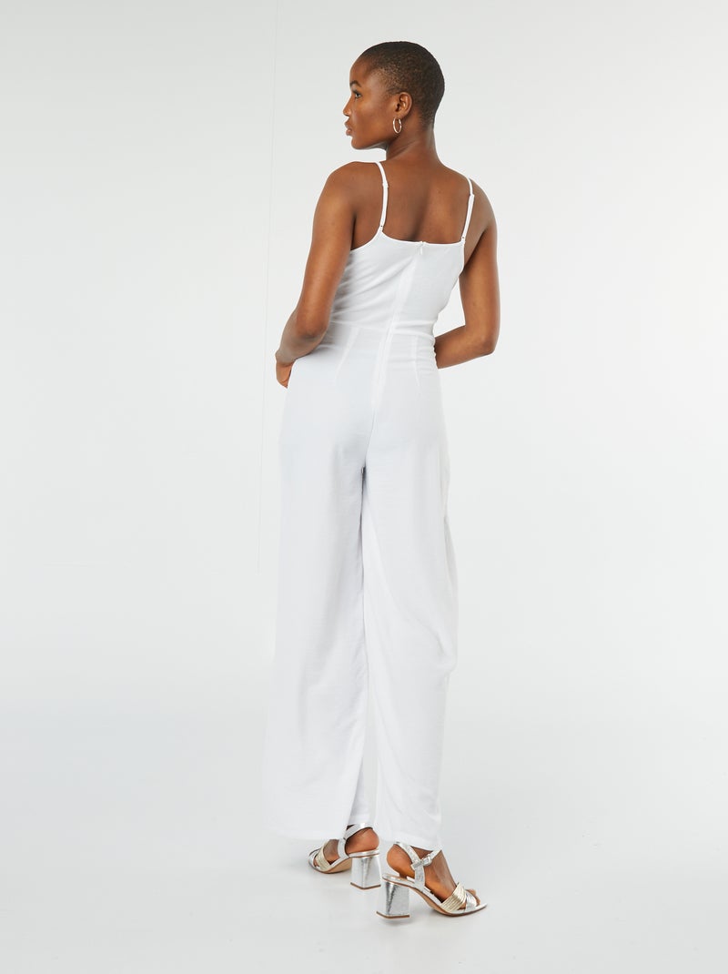 Mono pantalón con tirantes finos ajustables y drapeado por delante BLANCO - Kiabi