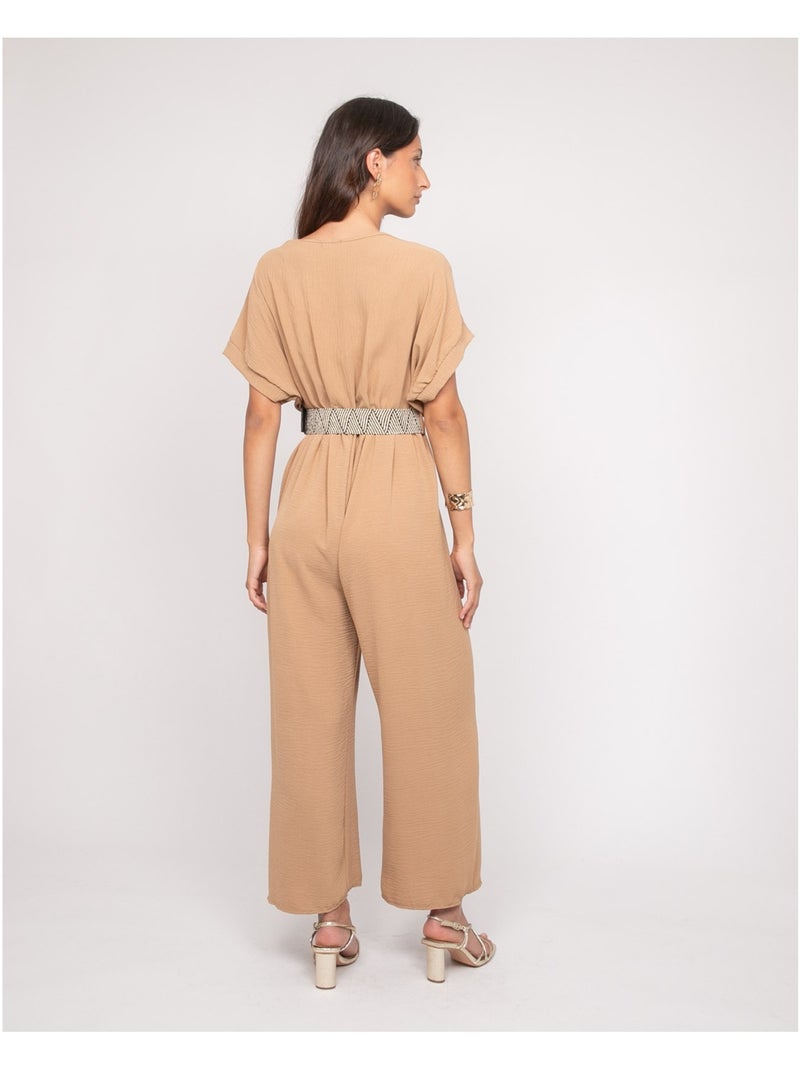 Mono pantalón cruzado EVALA Marrón caramelo - Kiabi