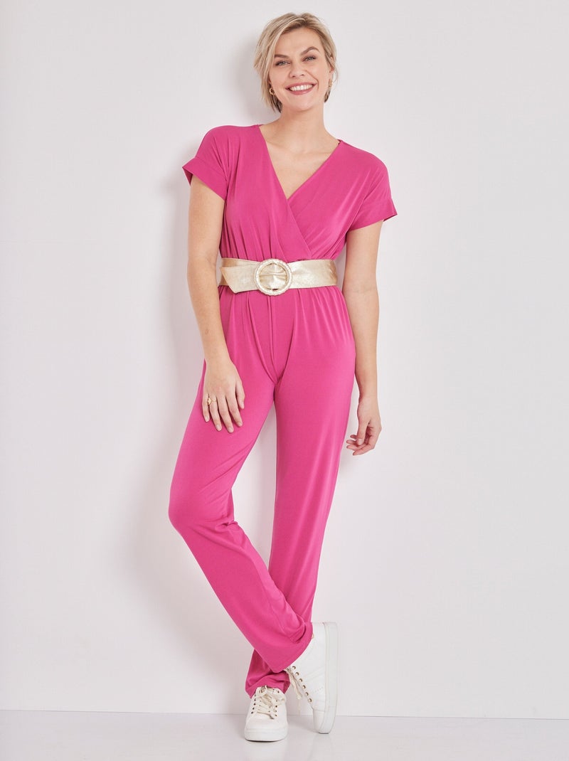 Mono pantalón de punto elástico - Afibel Rosa - Kiabi