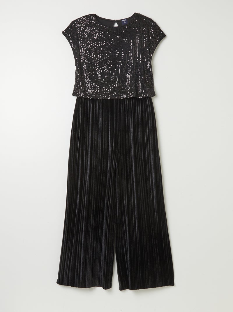 Mono pantalón de terciopelo plisado negro - Kiabi