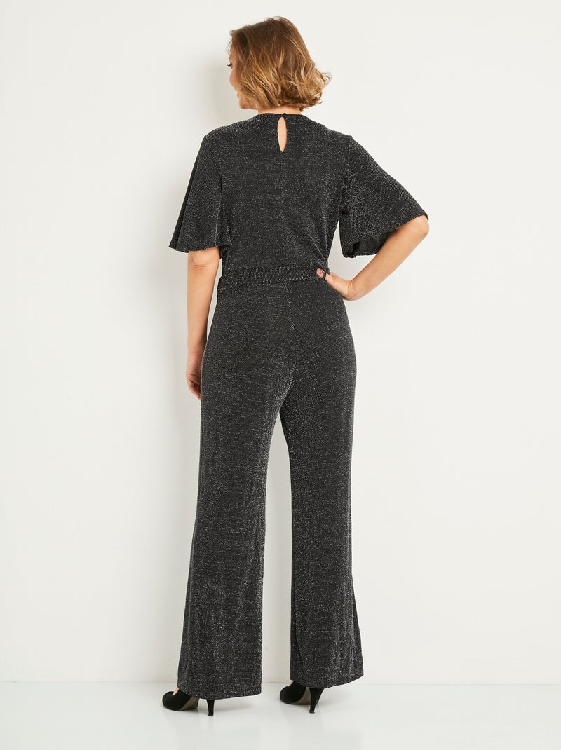 Mono pantalón envolvente brillante - Afibel Negro - Kiabi