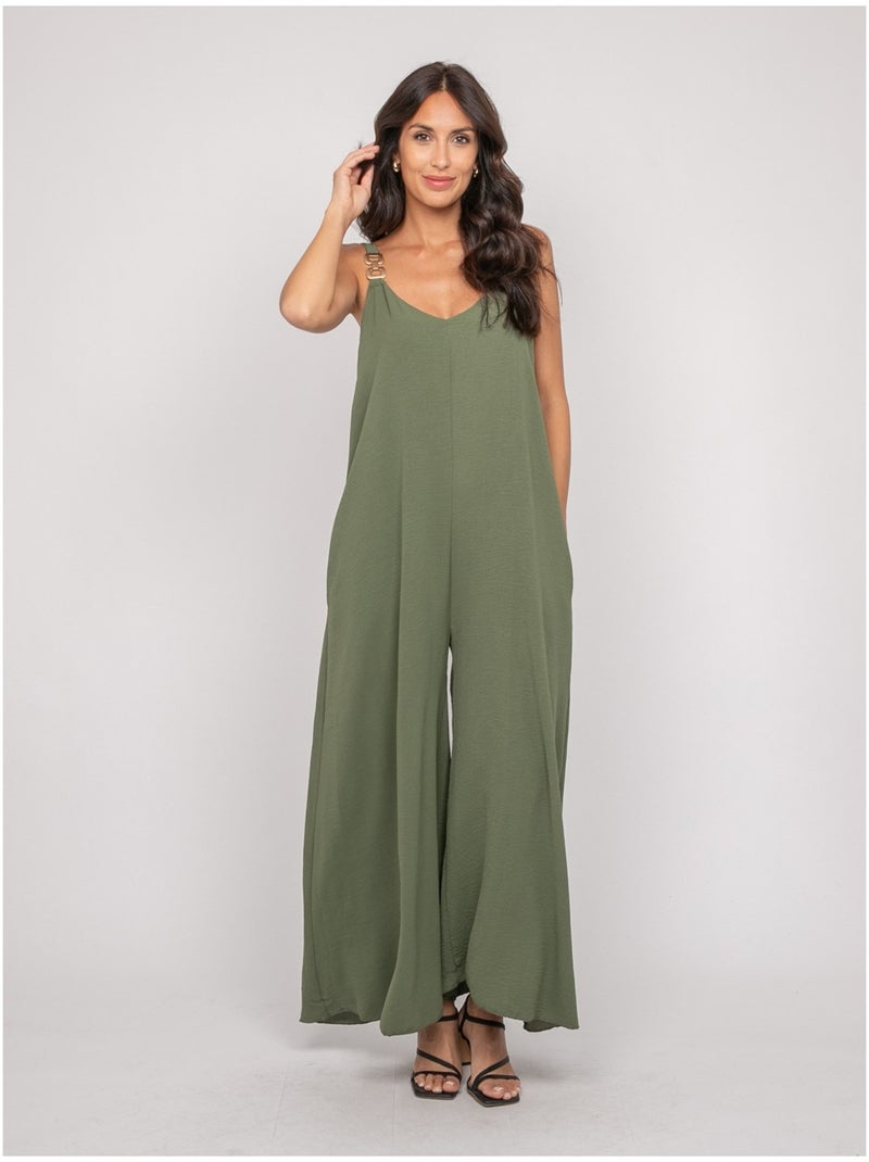 Mono pantalón fluido ECHINE Caqui - Kiabi