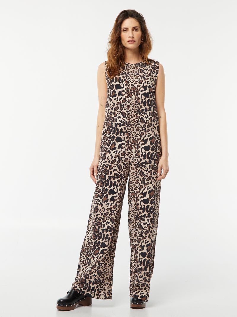 Mono pantalón sin mangas con motivo MARRON - Kiabi