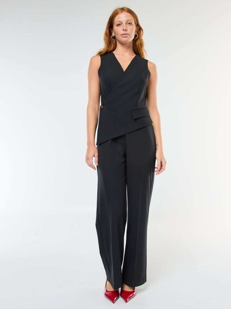 Mono pantalón top chaleco liso Negro - Kiabi