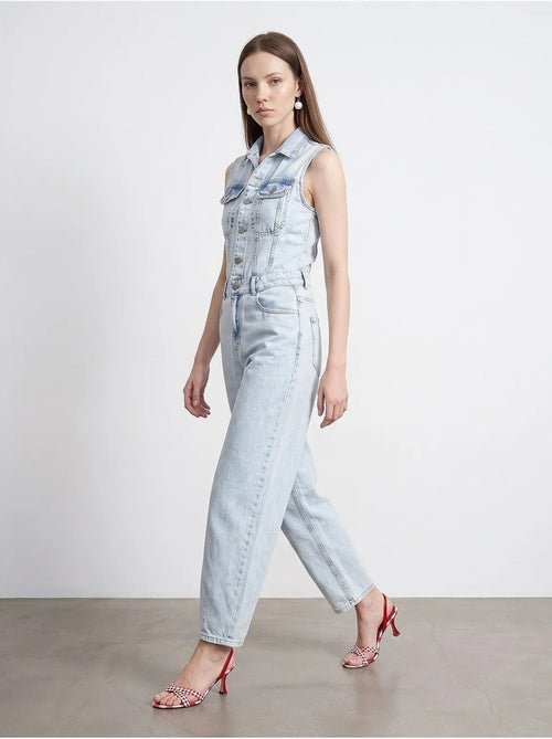 Mono peto de denim de algodón de pernera recta dilvin - Kiabi