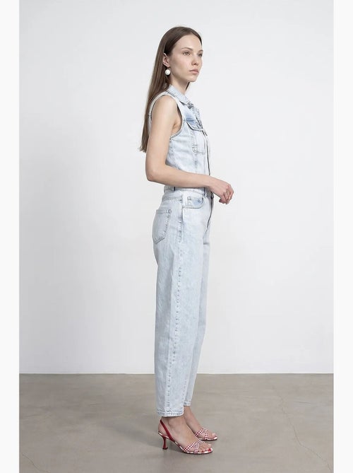 Mono peto de denim de algodón de pernera recta dilvin - Kiabi
