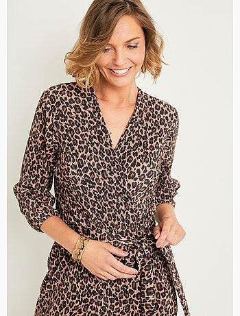 Mono plisado con estampado de leopardo - AFIBEL