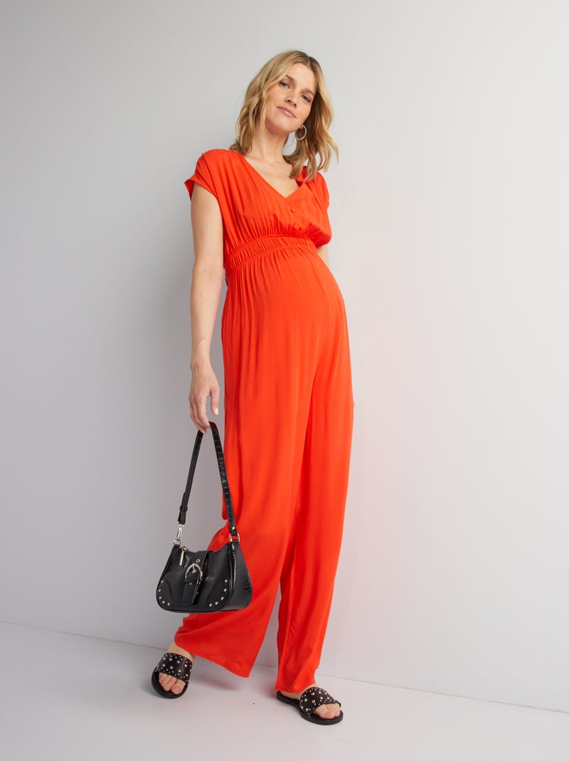 Mono premamá con cintura elástica y cierre de botones rojo - Kiabi