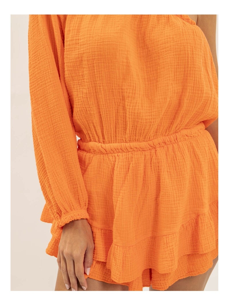 Mono short de gasa de algodón XITONIA Naranja - Kiabi