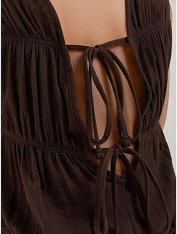 Mono texturizado de pierna ancha con cuello redondo hiccup