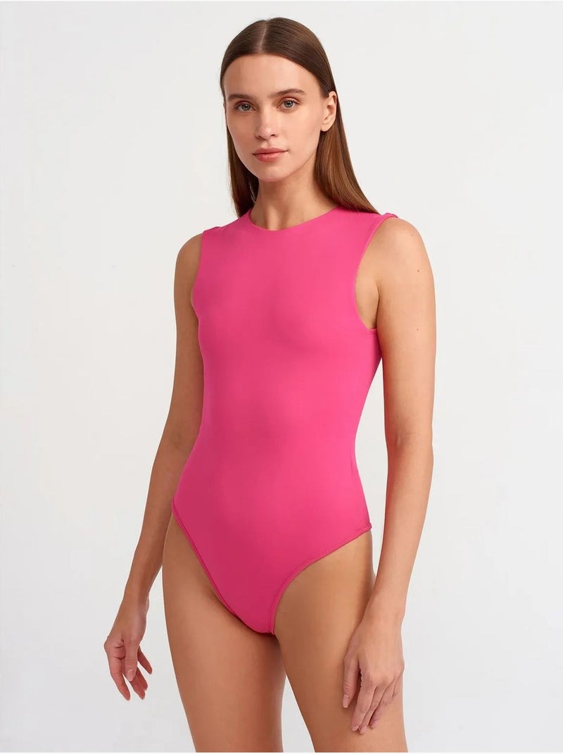 Mono unitard sin costuras sin mangas de corte slim dilvin Rosa fluo/Solinotes - Kiabi