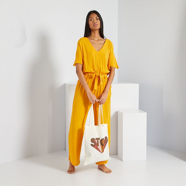 Mono vaporoso wide-leg Mujer talla 34 a 48 - AMARILLO - Kiabi - 25,00€