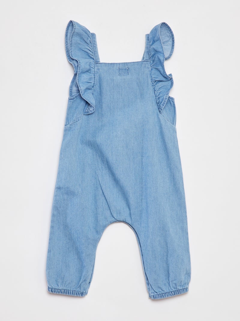 Mono vaquero con tirantes con volantes AZUL - Kiabi