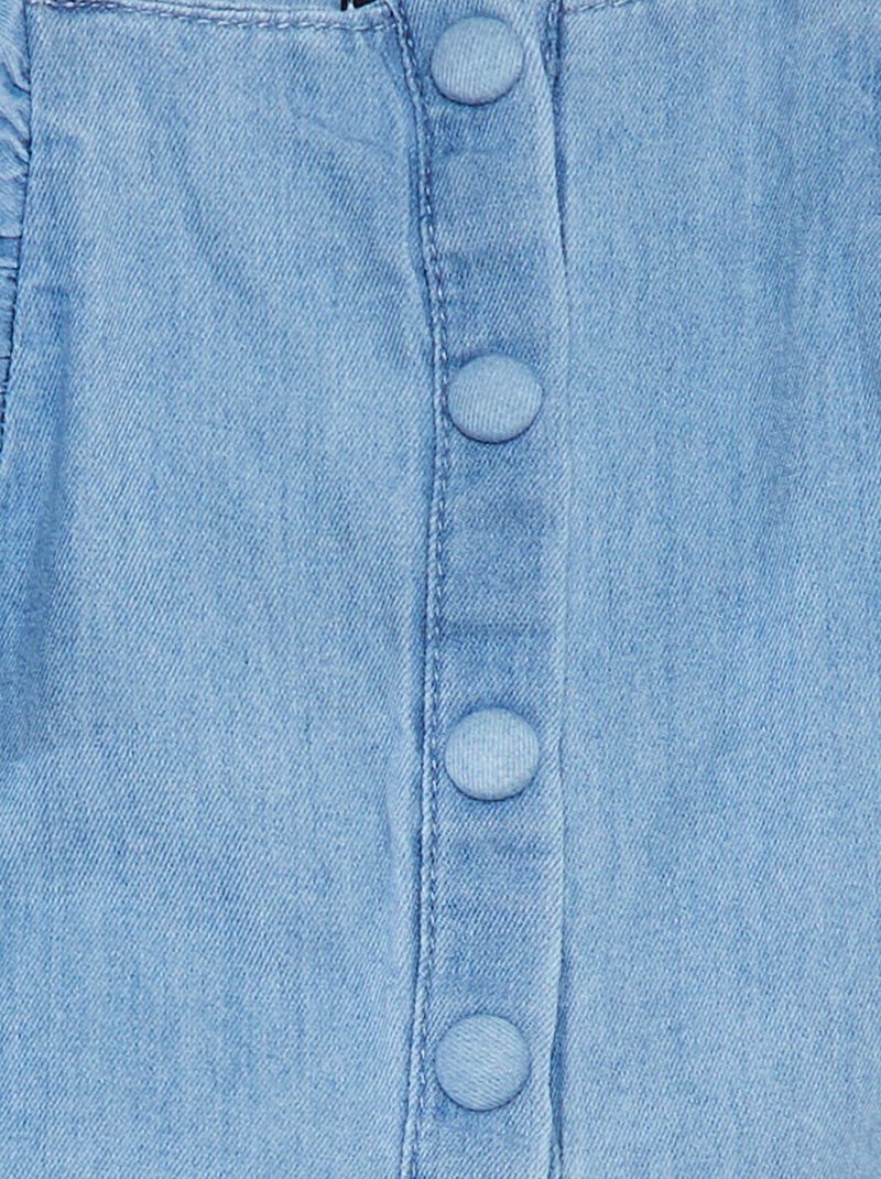 Mono vaquero con tirantes con volantes AZUL - Kiabi