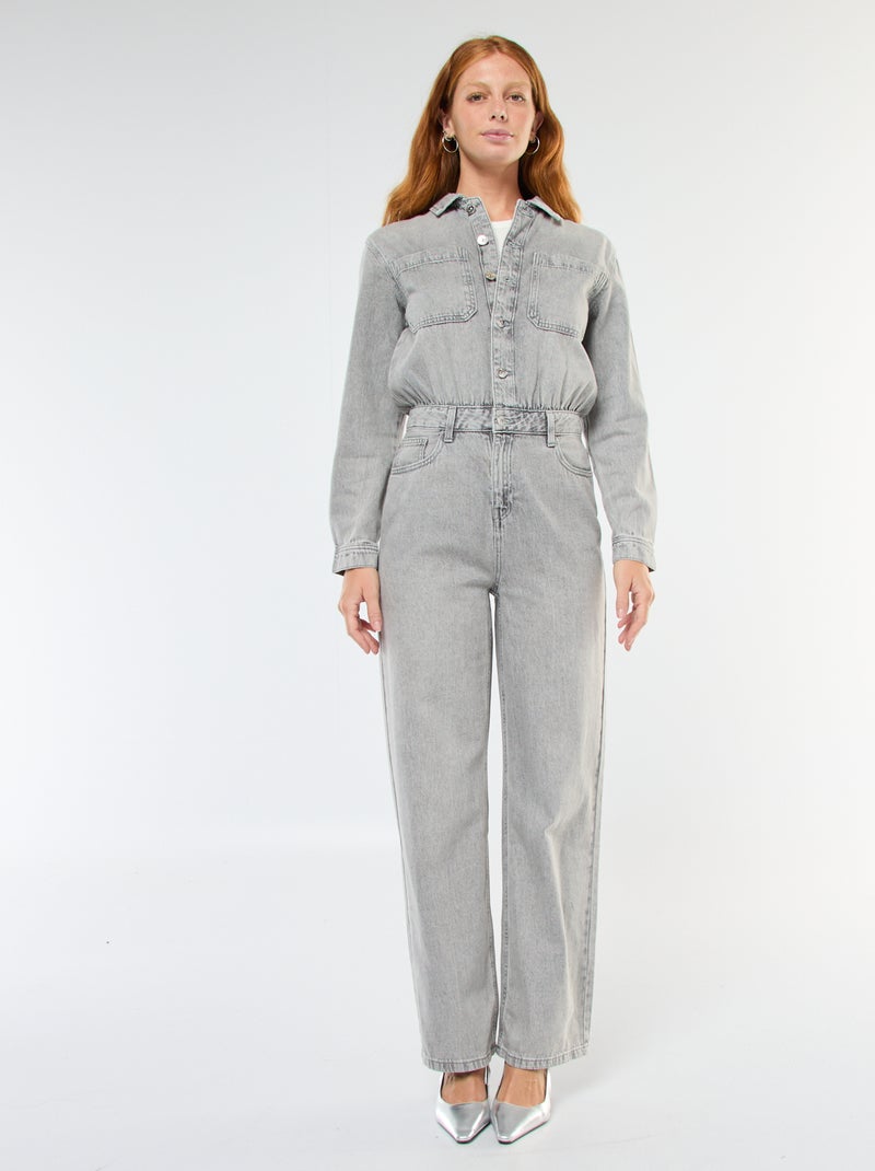 Mono vaquero de manga larga Gris - Kiabi