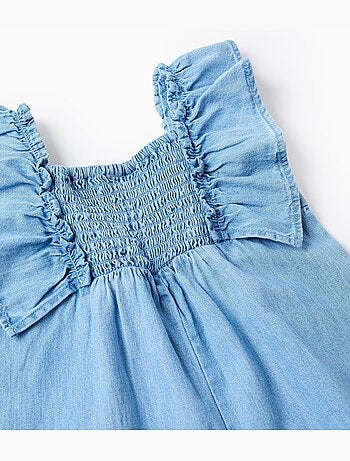 Mono vaquero de pierna ancha con volantes