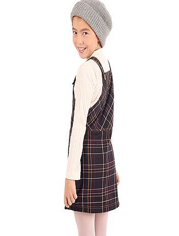 Mono Vestido para Niña | Cuadros Tartan Marrón | LOLA