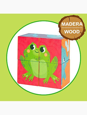 Montessori lisciani 6 puzzles animales 4 piezas c/4 cubos madera