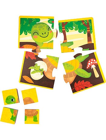 Montessori lisciani 6 puzzles animales 4 piezas c/4 cubos madera