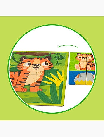Montessori lisciani 6 puzzles animales 4 piezas c/4 cubos madera