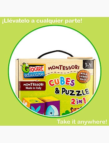 Montessori lisciani 6 puzzles animales 4 piezas c/4 cubos madera